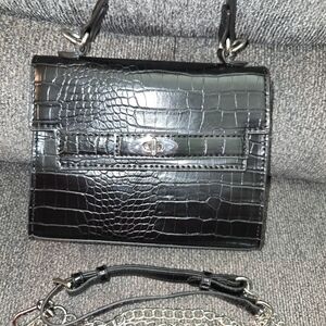 Steve Madden Black Croc-Embossed Mini Bag